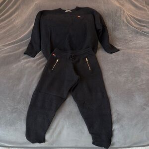 Aviator Nation Black Cashmere Sweater and Jogger Set